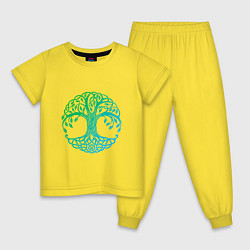 Пижама хлопковая детская Древо, цвет: желтый