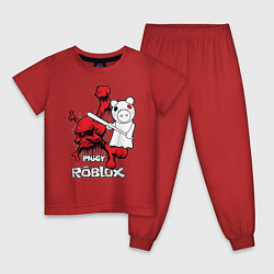 Пижама хлопковая детская Свинка Пигги из Roblox, цвет: красный
