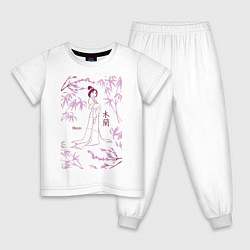 Пижама хлопковая детская Mulan, цвет: белый