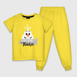 Пижама хлопковая детская Frofound Thinker цвета желтый — фото 1