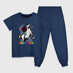 Пижама хлопковая детская Death Metal Unicorn, цвет: тёмно-синий