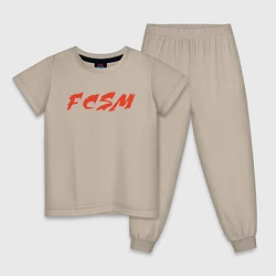 Пижама хлопковая детская FCSM, цвет: миндальный