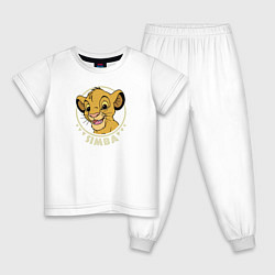 Пижама хлопковая детская Young Simba, цвет: белый