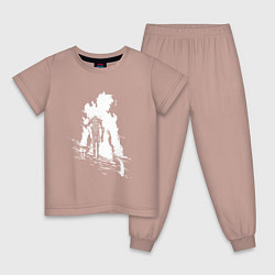 Пижама хлопковая детская Поднятие уровня в одиночку, цвет: пыльно-розовый