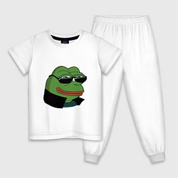 Пижама хлопковая детская Pepe в очках EZ, цвет: белый