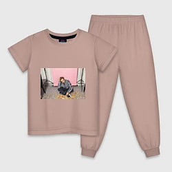 Пижама хлопковая детская Роберт Паттинсон, цвет: пыльно-розовый