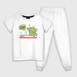 Пижама хлопковая детская Aliens, цвет: белый