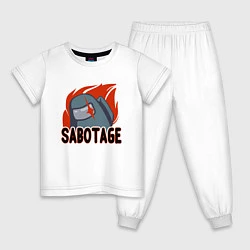 Пижама хлопковая детская Among Us Sabotage, цвет: белый