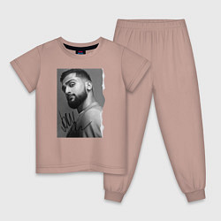 Пижама хлопковая детская Jony, цвет: пыльно-розовый