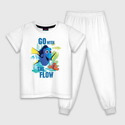 Пижама хлопковая детская Go With The Flow, цвет: белый