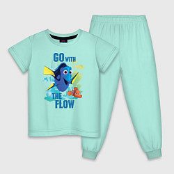 Пижама хлопковая детская Go With The Flow, цвет: мятный