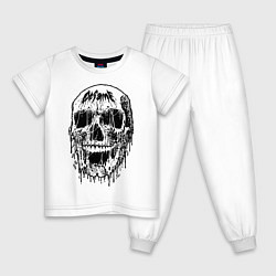 Пижама хлопковая детская Череп, цвет: белый
