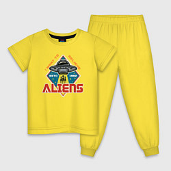 Пижама хлопковая детская Aliens, цвет: желтый