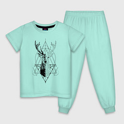 Пижама хлопковая детская Polygonal deer, цвет: мятный