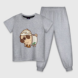 Пижама хлопковая детская Сладкий мопс, цвет: меланж