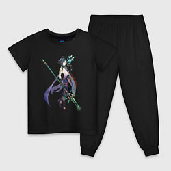 Пижама хлопковая детская Сяо Genshin Impact, цвет: черный