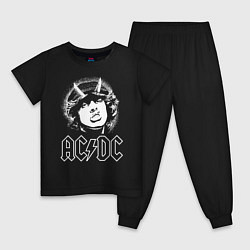 Пижама хлопковая детская ACDC Angus, цвет: черный