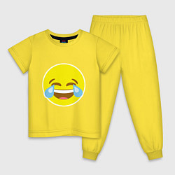 Пижама хлопковая детская Эмоджи смех, цвет: желтый
