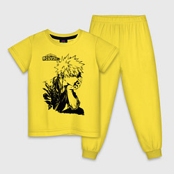 Пижама хлопковая детская Моя геройская академия, цвет: желтый