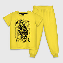 Пижама хлопковая детская Пиковый череп, цвет: желтый