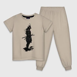 Пижама хлопковая детская Теневой самурай, цвет: миндальный