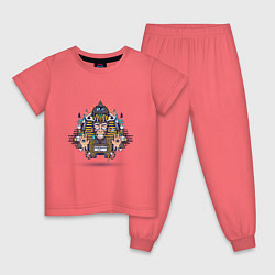 Пижама хлопковая детская Тутанхамон, цвет: коралловый