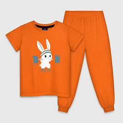Пижама хлопковая детская Физкульт - привет! цвета оранжевый — фото 1
