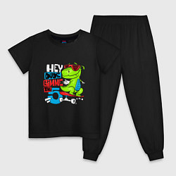 Пижама хлопковая детская Dino hipster, цвет: черный
