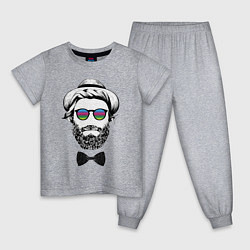Пижама хлопковая детская Hipster, цвет: меланж