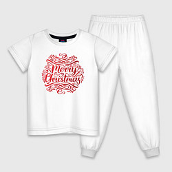 Пижама хлопковая детская Merry Christmas 3, цвет: белый