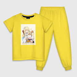 Пижама хлопковая детская Genshin Impact, цвет: желтый