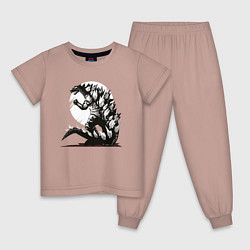 Пижама хлопковая детская Годзилла, цвет: пыльно-розовый