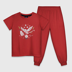 Пижама хлопковая детская Хогвартс, цвет: красный
