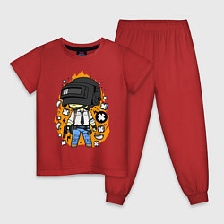 Пижама хлопковая детская PUBG, цвет: красный