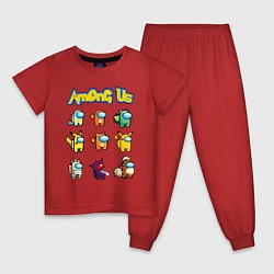 Пижама хлопковая детская AMONG US POKEMON, цвет: красный