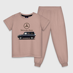 Пижама хлопковая детская G55, цвет: пыльно-розовый