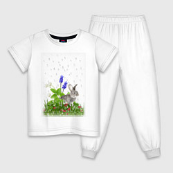 Пижама хлопковая детская Природа, цвет: белый