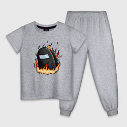 Пижама хлопковая детская Among Us fire, цвет: меланж