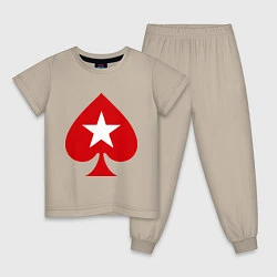 Пижама хлопковая детская Покер Пики Poker Stars, цвет: миндальный