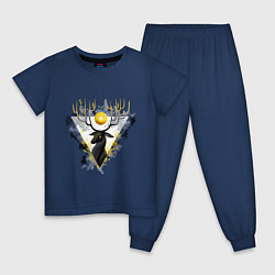Пижама хлопковая детская Графит и золото: олень, цвет: тёмно-синий