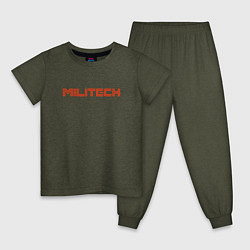 Пижама хлопковая детская Militech, цвет: меланж-хаки