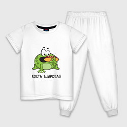 Пижама хлопковая детская Лягушка - Кость широкая, цвет: белый