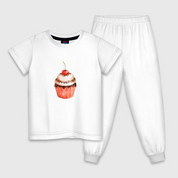 Пижама хлопковая детская Кексик, цвет: белый