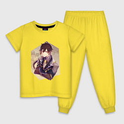 Пижама хлопковая детская Чжун Ли, цвет: желтый