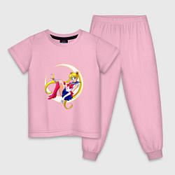 Пижама хлопковая детская Sailor Moon, цвет: светло-розовый