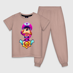 Пижама хлопковая детская Гавс, цвет: пыльно-розовый