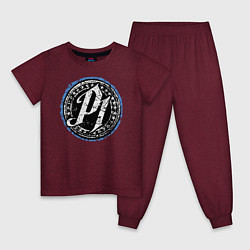 Пижама хлопковая детская AJ Styles Phenomenal, цвет: меланж-бордовый