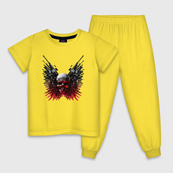 Пижама хлопковая детская Череп и Оружие, цвет: желтый