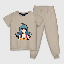 Пижама хлопковая детская Pixel art anime, цвет: миндальный