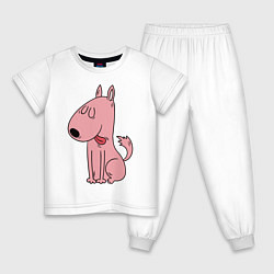 Пижама хлопковая детская Милый щеночек рисунок, цвет: белый